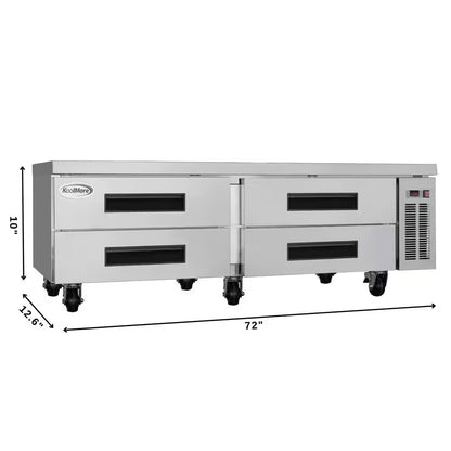 72 In. Commercial Chef Base Refrigerator in Stainless-Steel