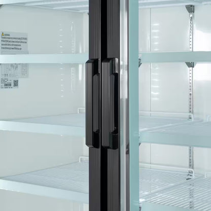 78 In. 57.5 Cu. Ft. Commercial Three Glass Swing Door Merchandiser Refrigerator in Black