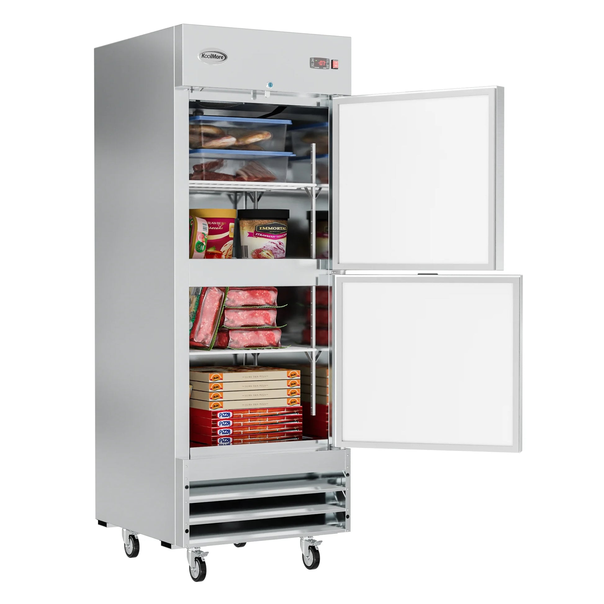 29" Commercial Stainless Steel Half Door Reach-In Freezer in Silver