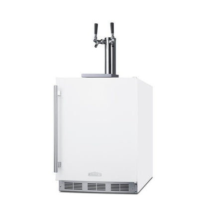 Double Tap Sixth-Barrel Keg White with Stainless Steel Handle Manual Built-In/Freestanding Beer Kegerator