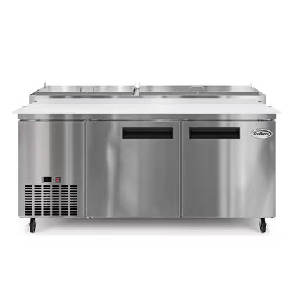 71 In. 17 Cu. Ft. Commercial Pizza Prep Refrigerator in Stainless Steel