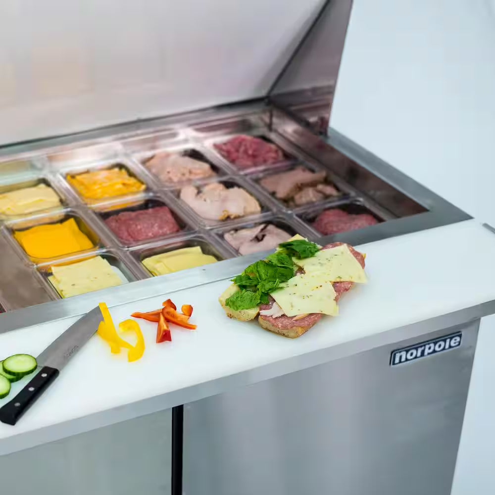 9.5 Cu. Ft. Prep Table Commercial Refrigerator in Stainless Steel